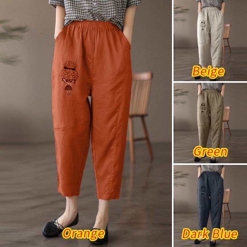 Zanzea Quần Dài Nữ Ống Rộng Lưng Thun Thời Trang Hàn Quốc