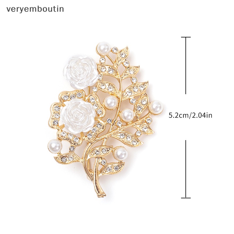 Ghim Cài Áo Hình Hoa Đính Đá &amp; Ngọc Trai Chống Ánh Sáng Thời Trang Cho Nữ
