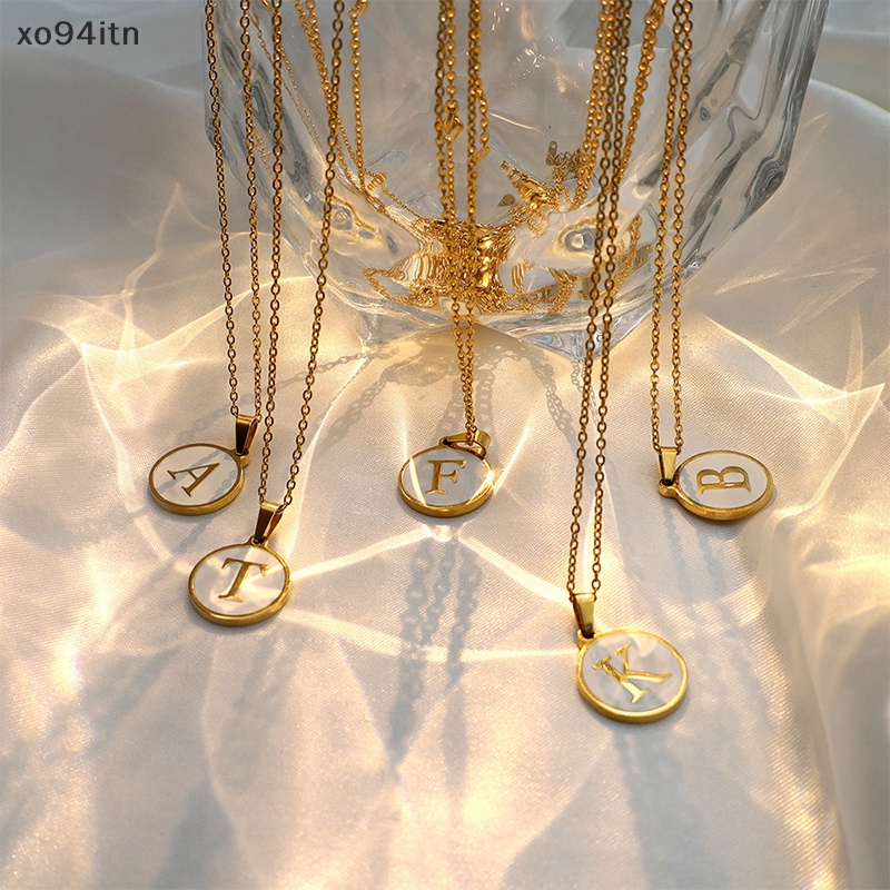 Vòng cổ Mặt Chữ Cái Từ A-Z Tráng Men Màu Trắng Phong Cách Tối Giản Cho Nam Và Nữ