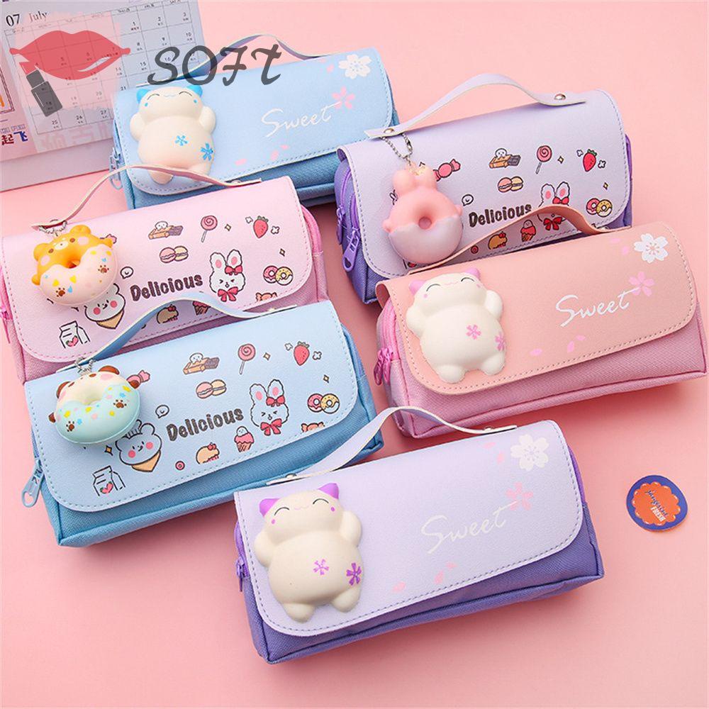 SOFTNESS Túi Đựng Bút Hình Mèo Dễ Thương