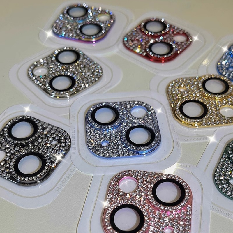 Miếng Dán Bảo Vệ Ống Kính Máy Ảnh Họa Tiết Kim Cương Lấp Lánh Màu Trong Suốt Cho IPhone 11 14 Pro Max 13Pro 12 Promax