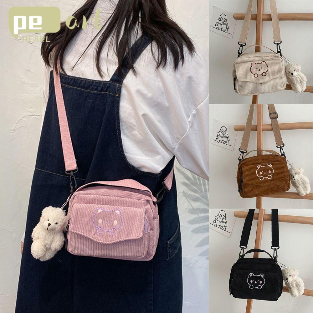 PEARLVN Túi Xách Đeo Vai Vải Nhung Thời Trang Sành Điệu