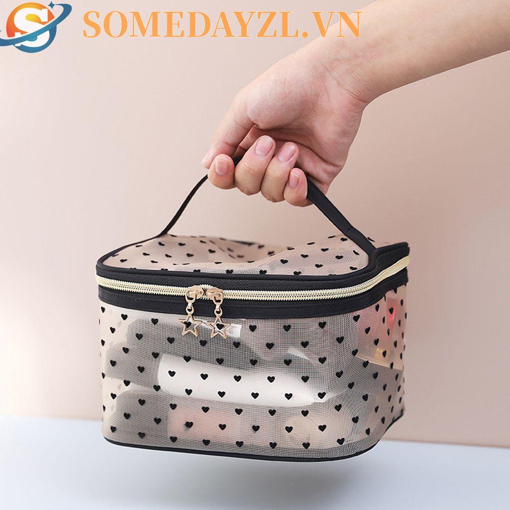 SOMEDAYZL Túi Đựng Mỹ Phẩm Du Lịch Cỡ Lớn Chống Thấm Nước Họa Tiết Trái Tim Xinh Xắn Cho Nữ