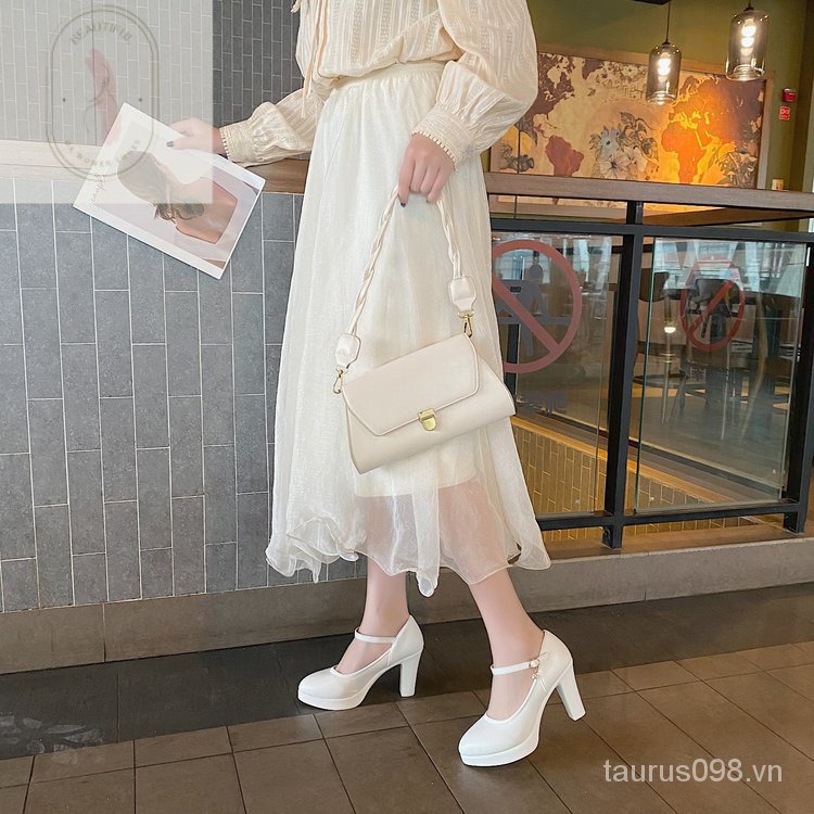 Giày Búp Bê Da PU Mũi Tròn Đế Thấp 3-5cm