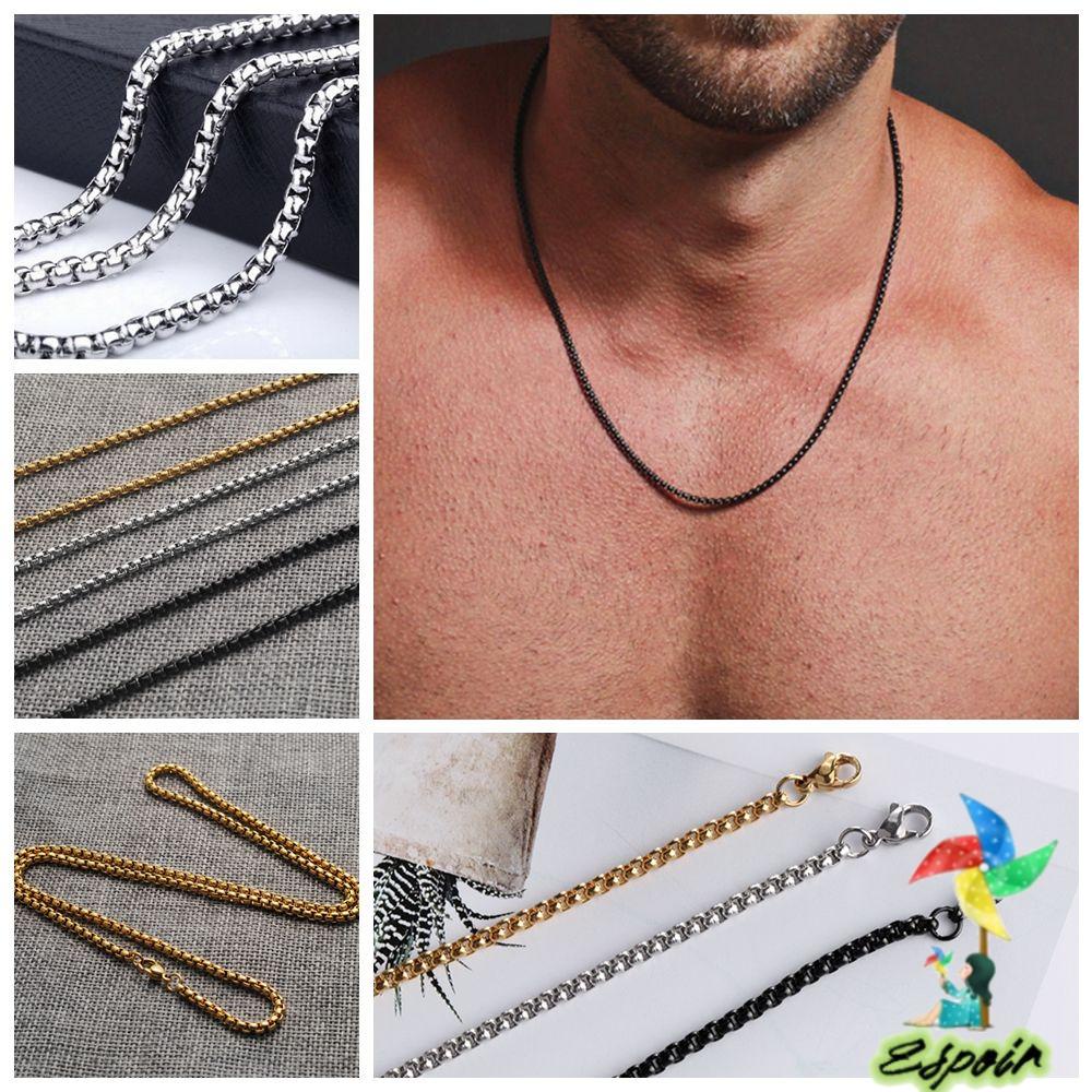 ESPO Vòng cổ Thép Titan 3mm Thiết Kế Đơn Giản Cá Tính Cho Nam