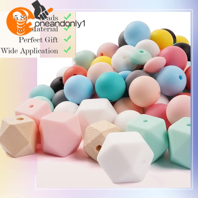 Bộ 100 Hạt Silicone Hình Đa Giác Làm Vòng Tay / Móc Khóa Diy