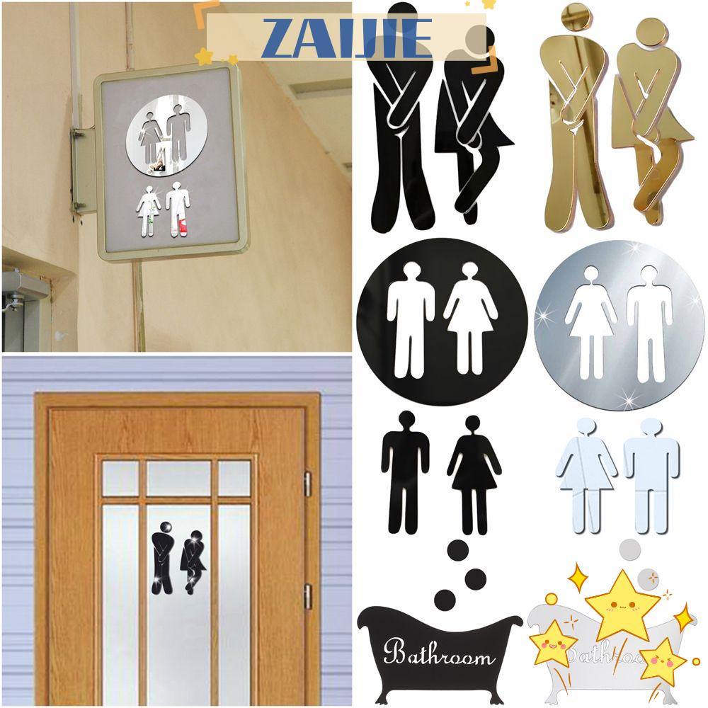 ZAIJIE24 Miếng Dán Đề Can Tráng Gương Vui Nhộn Trang Trí Nhà Vệ Sinh