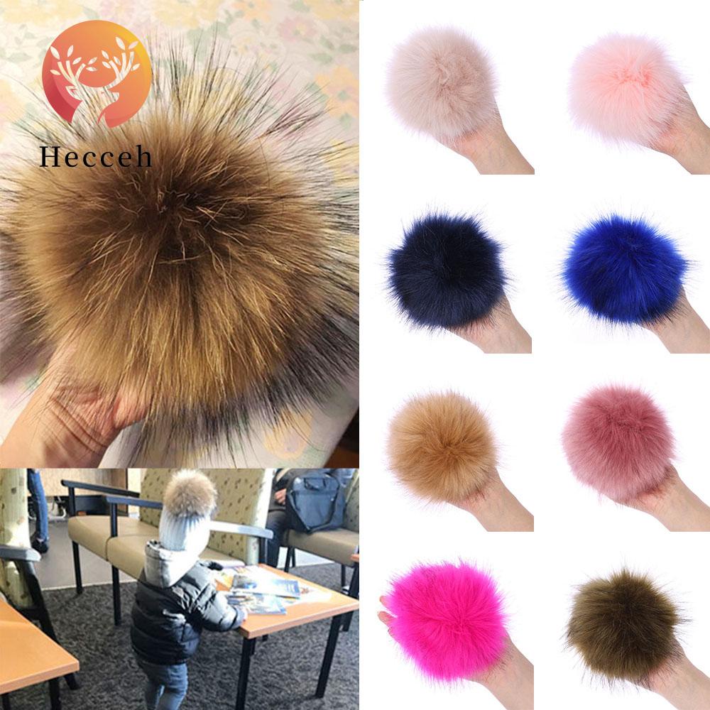 HECCEH Mũ Len Beanie Nữ Đính Quả Bông Mềm Mịn 15cm