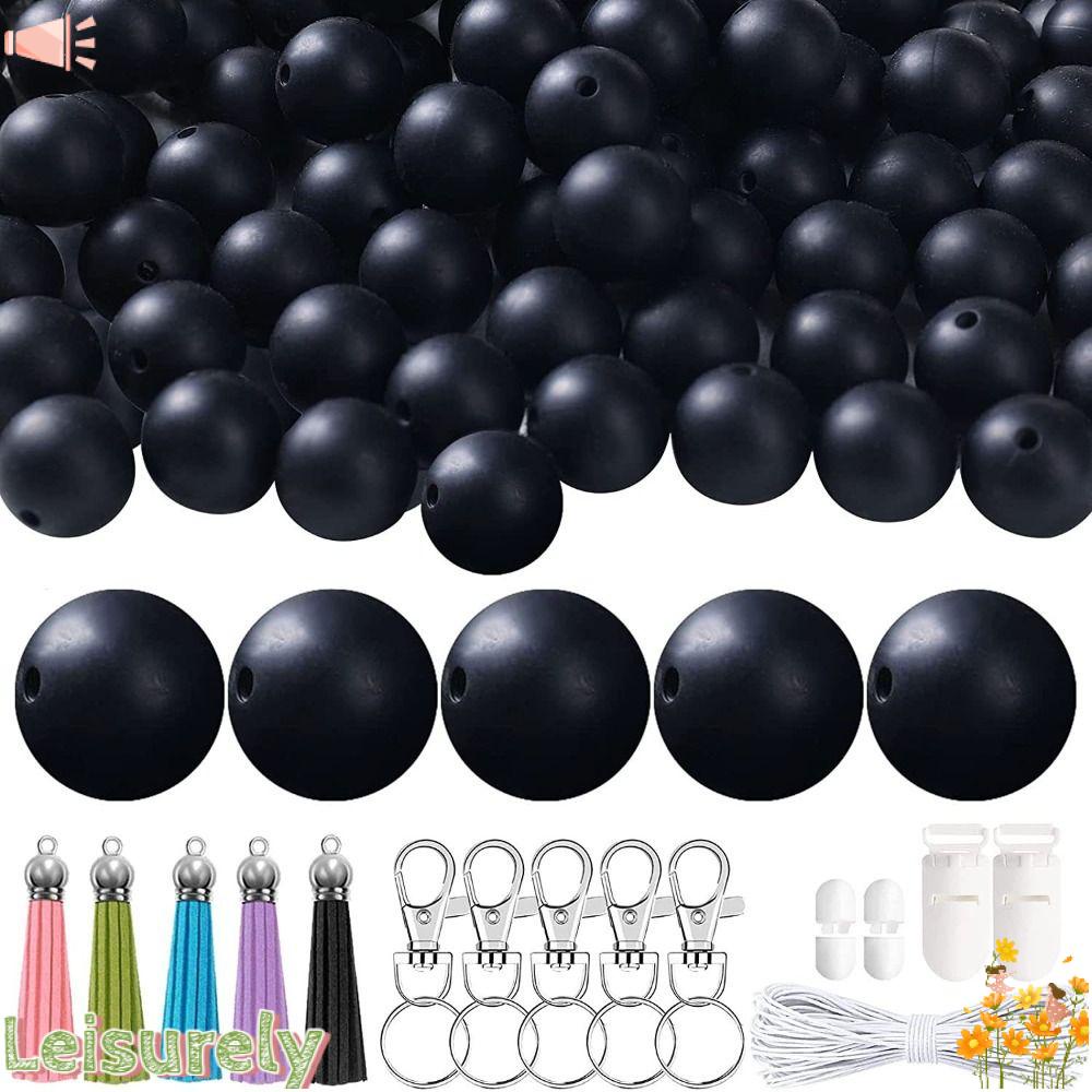 LEILY Bộ 100 Hạt Silicone Tròn Xâu Chuỗi 15mm