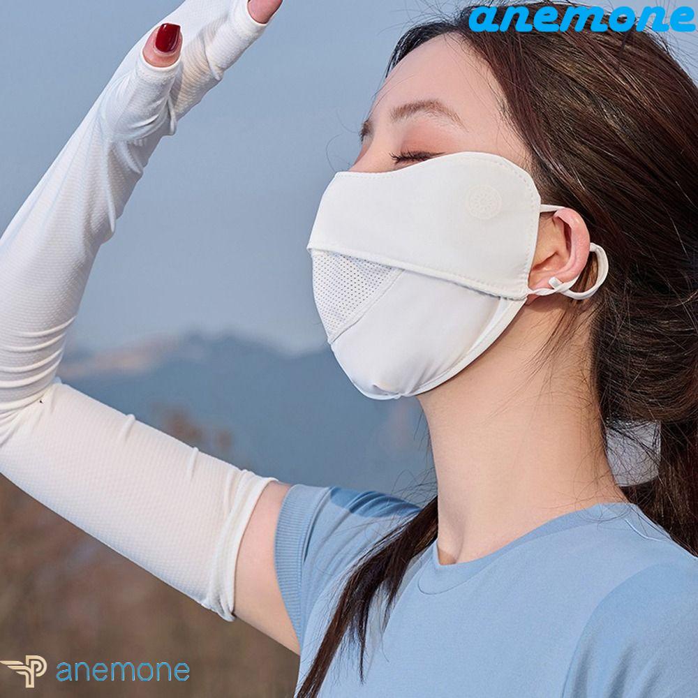 ANEMONE Khẩu Trang Chống Nắng Chống Tia UV Bằng Vải Lụa Lạnh Phối Lưới Màu Sắc Trơn Thời Trang Mùa Hè Dành Cho Nam Giới