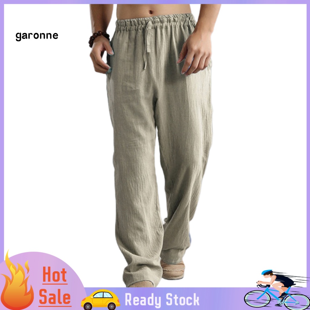 Quần Dài Lưng Thun Màu Sắc Đơn Giản Thoáng Khí Thời Trang Đường Phố Cho Nam