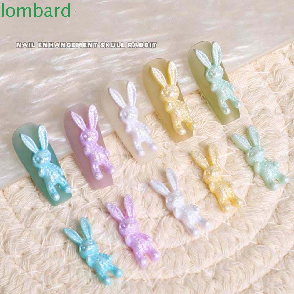 LOMBARD Phụ Kiện Trang Trí Móng Nghệ Thuật Hình Thỏ Hoạt Hình Nhiều Màu Sắc Phong Cách Nhật Bản