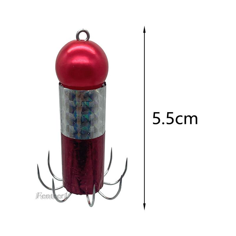 Set 6 Mồi Giả Nhử Cá Hình Bạch Tuộc Bằng Thép Không Gỉ Gắn Kèm Móc Câu