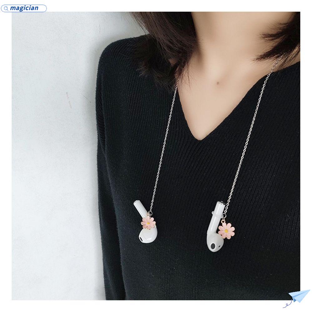 MAG Dây Đeo Tai Nghe AirPods Hình Vòng Cổ Hoa Cúc Bằng Kim Loại Chống Thất Lạc Thời Trang