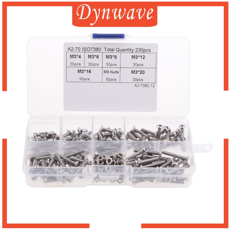 Bộ 230 Đinh Vít Lục Giác M3 Bằng Thép Không Gỉ