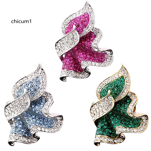 Nhẫn Mạ Vàng 9K Hình Lá Đính Đá Pha Lê Cho Phái Nữ