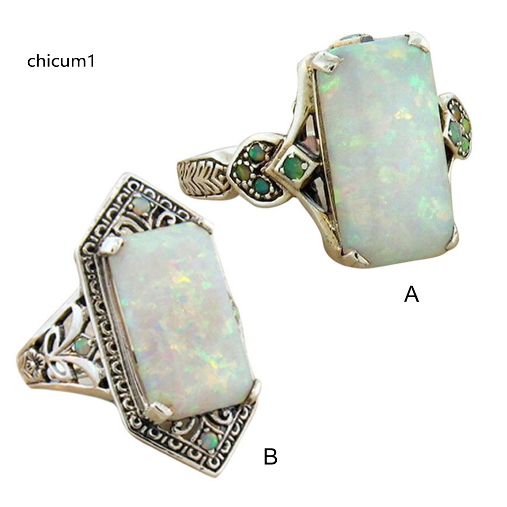 Nhẫn Hình Vuông Đính Đá Nhân Tạo Phong Cách Vintage Thời Trang Cho Nữ