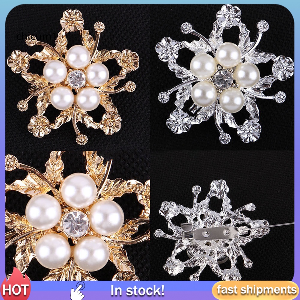 Ghim Cài Áo Hình Bông Hoa Đính Ngọc Trai Nhân Tạo Thời Trang