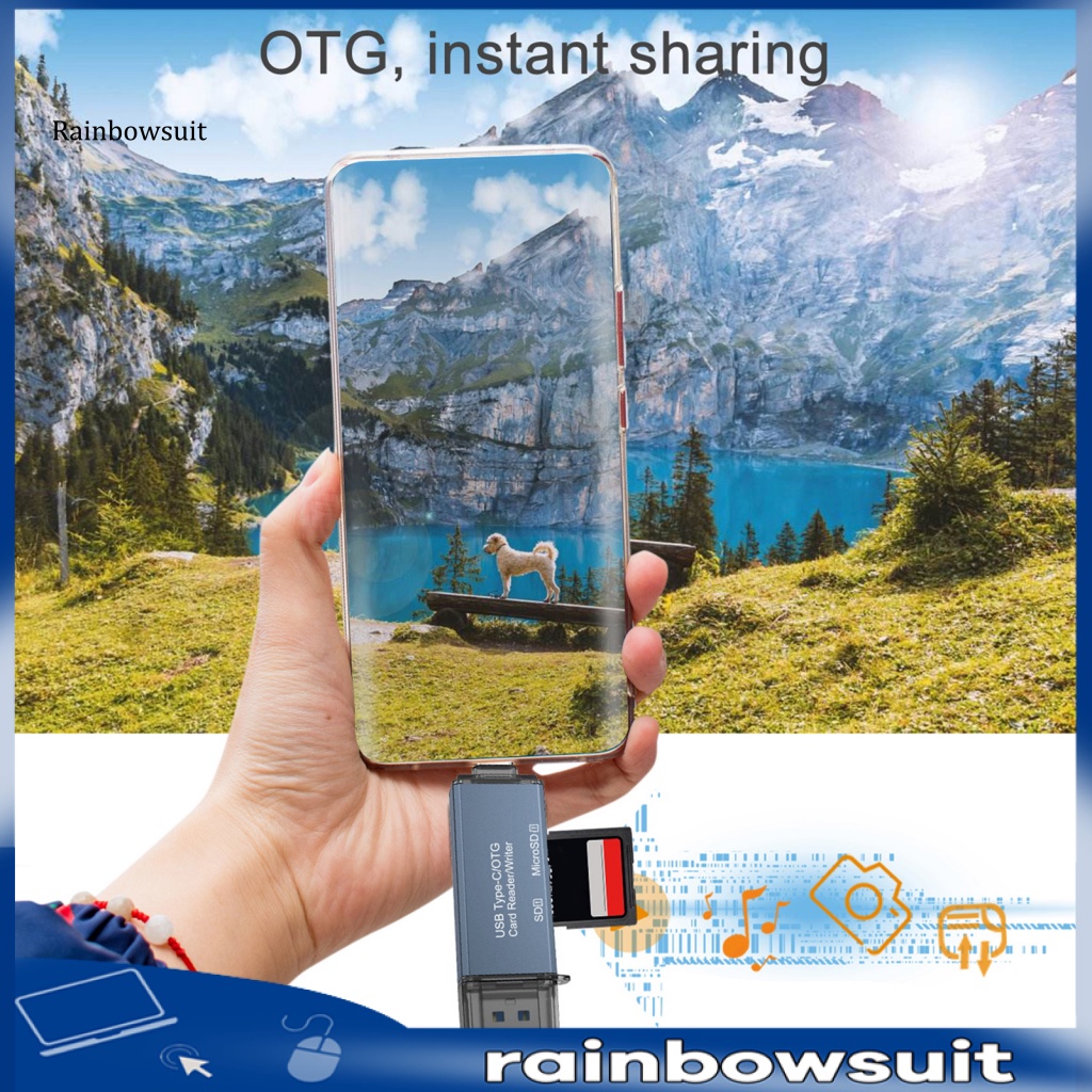 Đầu Đọc Thẻ Nhớ Tốc Độ Cao Đa Năng USB 30 Type-C TF SD-Card OTG Cho Điện Thoại Thông Minh