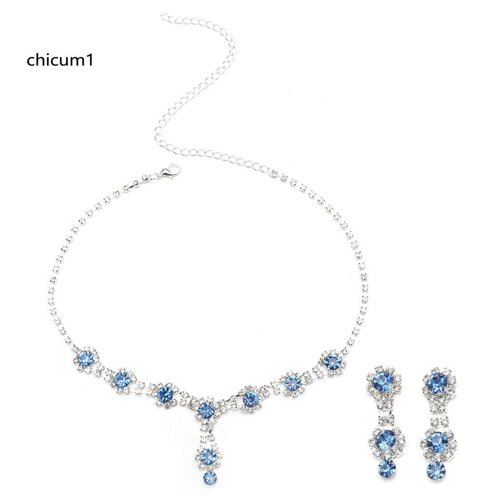 Set 1 Bộ Trang Sức Đính Đá Lấp Lánh Sang Trọng Thời Trang Dành Cho Nữ