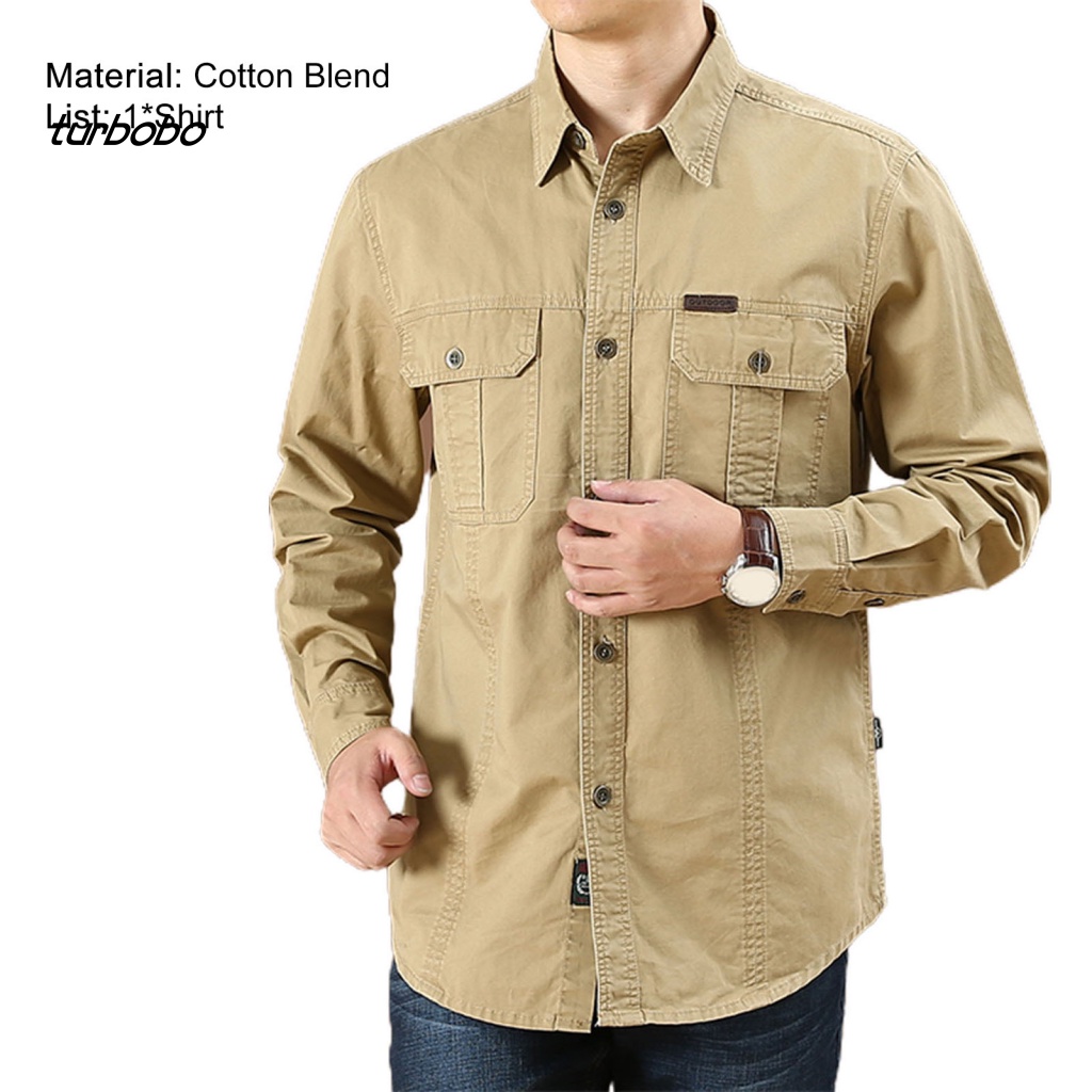 Áo Sơ Mi Nhiều Túi Màu Trơn Chống Mòn Thời Trang Cho Nam