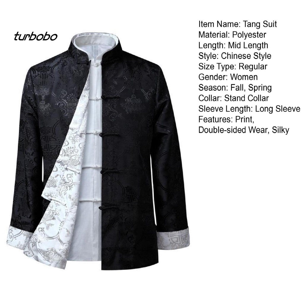 Turbobo Tang Áo Khoác Vest Truyền Thống Trung Hoa Cổ Đứng Tay Dài Có Thể Đảo Ngược Giữ Ấm Phong Cách Trung Hoa Cổ Điển Cho Cuộc Sống Hàng