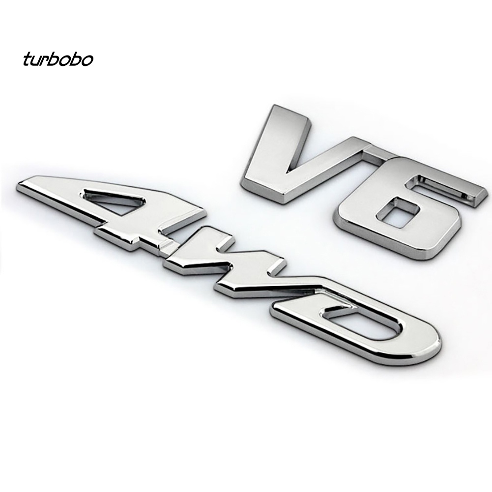 Miếng DáN Kim LoạI Trang Trí Đuôi Xe Hơi Thể Thao turbobo 4WD V6 V8