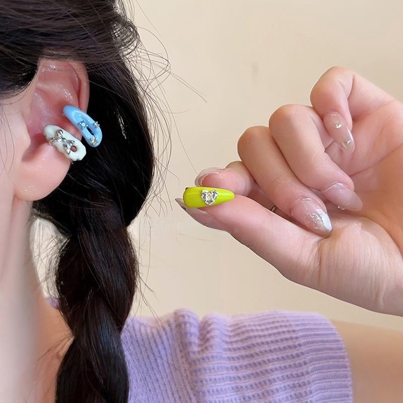 Bông Tai Đính Đá Hình Nơ / Trái Tim Phong Cách INS Thanh Lịch Cho Nữ