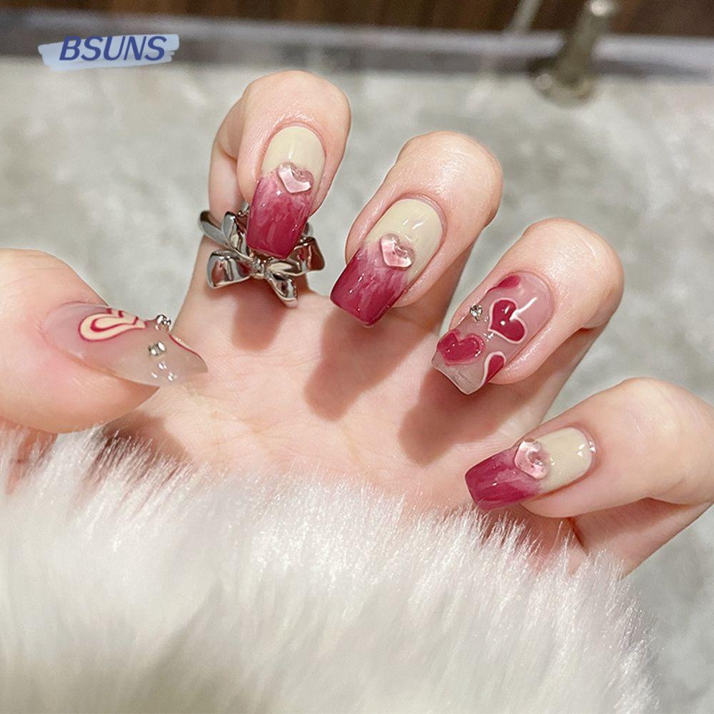 BSUNS Bộ 24 Móng Tay Giả Che Phủ Toàn Diện Tháo Rời Được