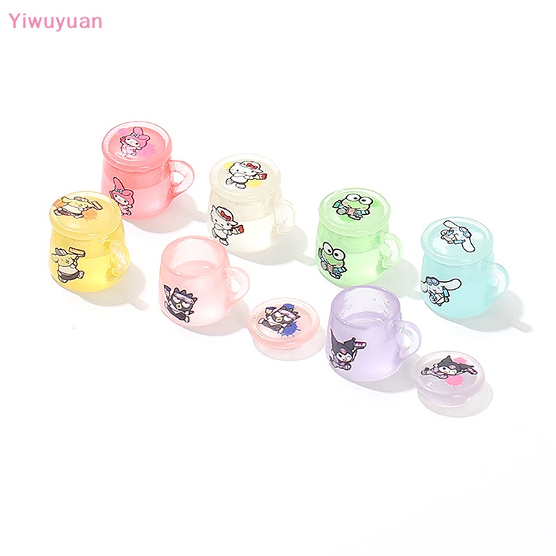 Bộ 2 Ly Nước Mini Bằng Nhựa Phát Quang Nhiều Màu Sắc Trang Trí Nhà Búp Bê