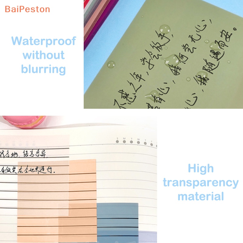 [BaiPestonV] 30 / 50 Tờ Giấy Dán Ghi Chú Trong Suốt Chống Nước Sáng Tạo Cho Học Sinh