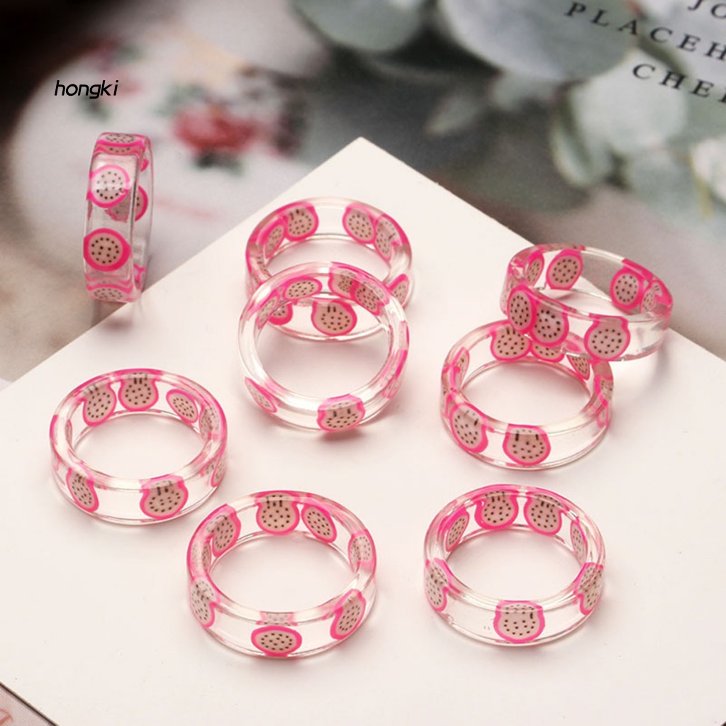 Nhẫn NhựA DẻO Trong SuốT In HìNh TráI Cây Cho Nữ