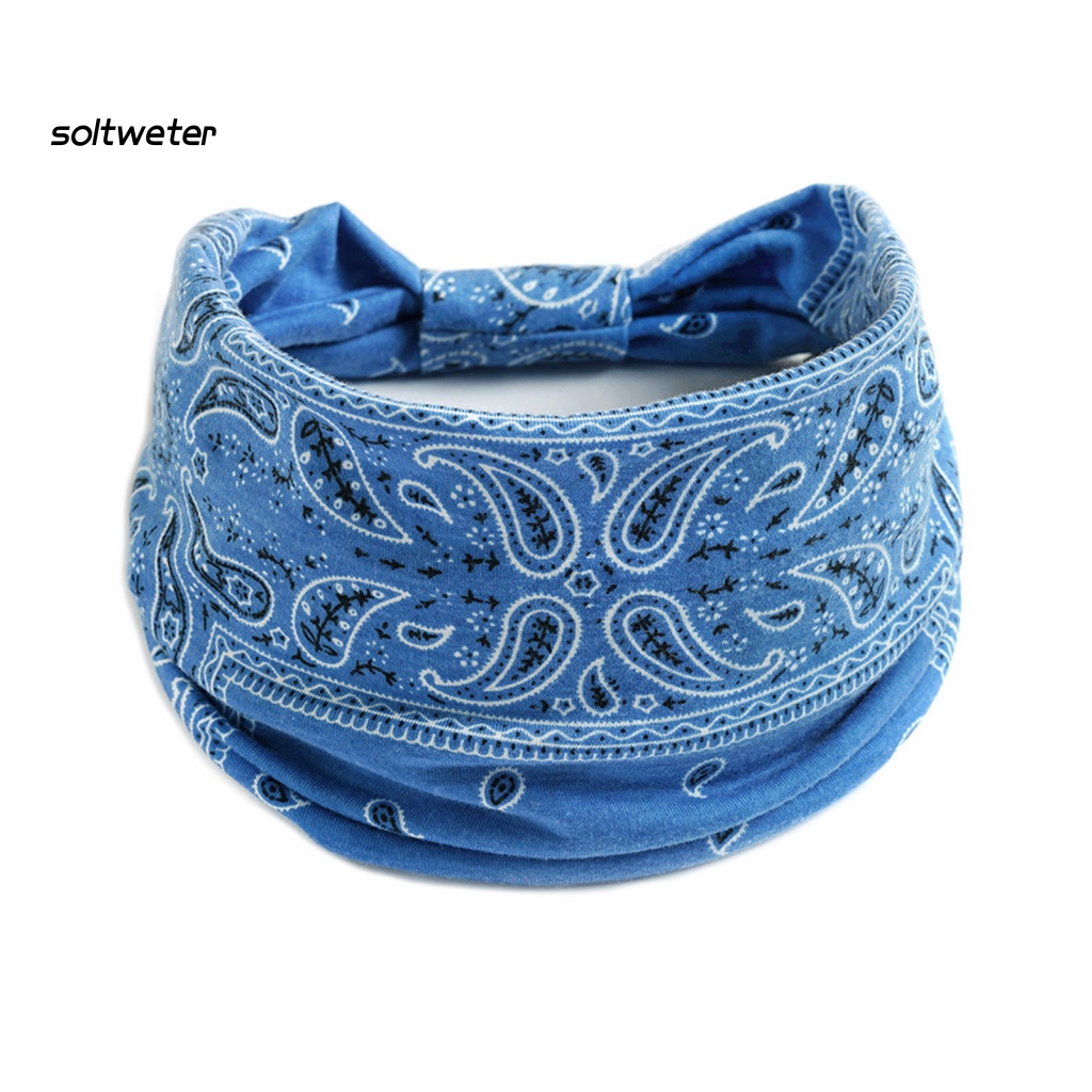 Băng Đô Cài Tóc Bản Rộng In Họa Tiết Hoa Phong Cách Bohemia Thấm Hút Mồ Hôi Chống Trượt Cho Nữ