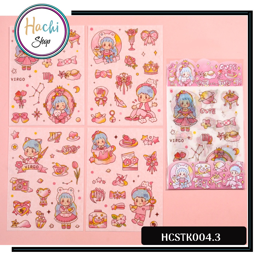 Nhãn dán 12 chùm sao siêu cute - Sticker 12 cung hoàng đạo dán sổ ghi chép hay trang trí đáng yêu HCSTK004