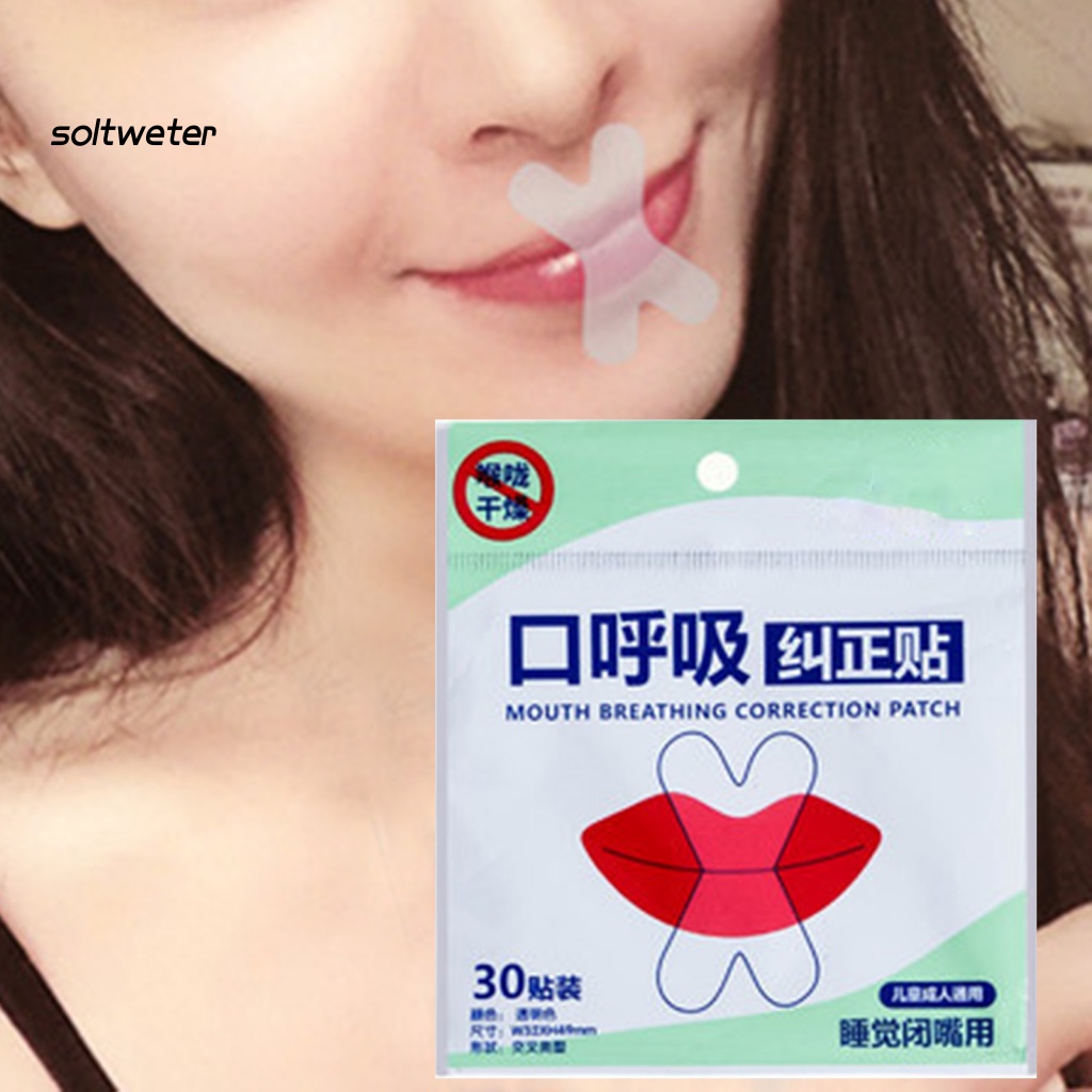 Bộ 30 Miếng Dán Miệng Chống Ngáy Khi Ngủ Phong Cách X Co Giãn Tốt Tiện Dụng Cho Người Lớn