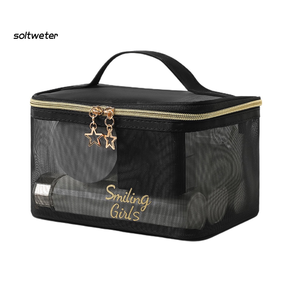 Túi Lưới Đựng Mỹ Phẩm Sức Chứa Lớn Có Khóa Kéo Đôi Đa Năng Tiện Dụng