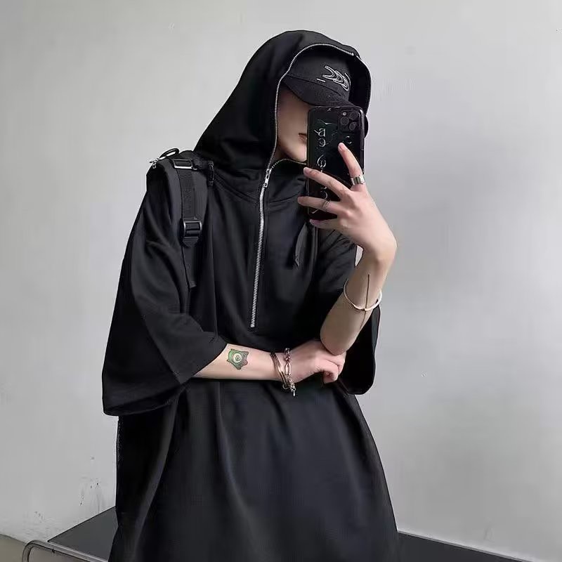 Áo Thun Ngắn Tay Có Nón Trùm Và Khóa Kéo Một Nửa Dáng Rộng Thời Trang Mùa Hè Đơn Giản áo Hoodie Chính Hãng áo Hoodie Bigsize  Phong Cách Hip Hop Mỹ Dễ Phối Đồ Dành Cho Bạn Nữ