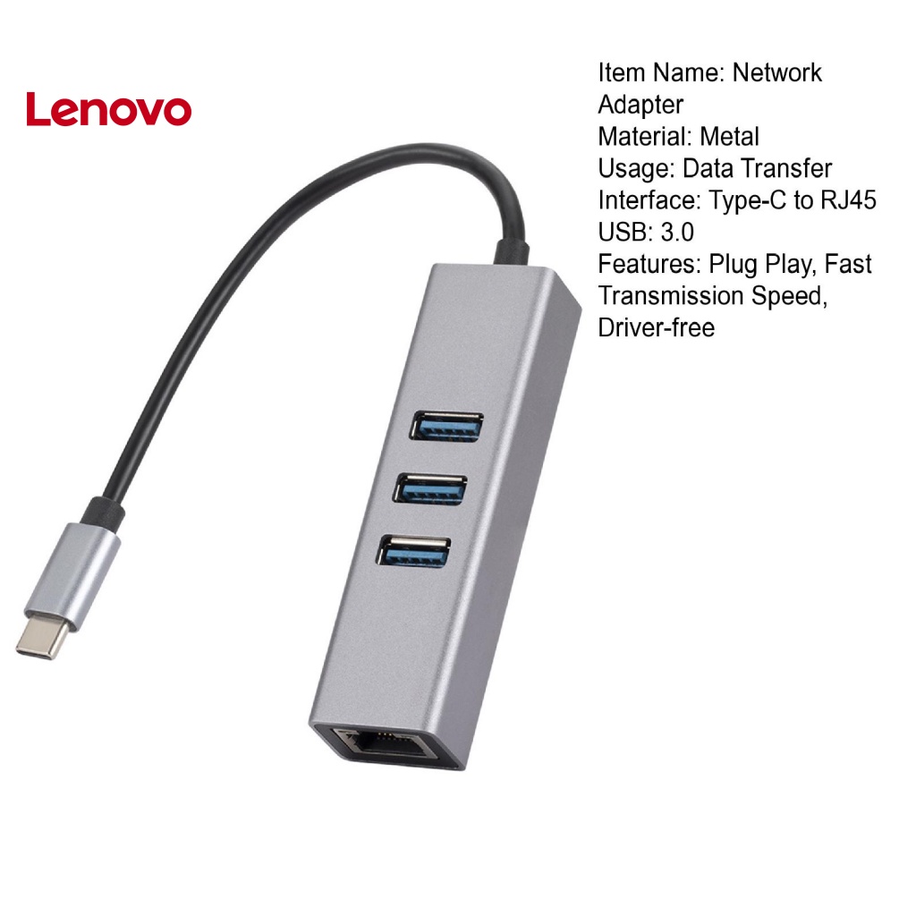 Bộ Chuyển Đổi Mạng 4 Trong 1 Nhiều Cổng Gigabit Ethernet USB 30 Type-C Sang RJ45 Thông Dụng Cho Máy Tính