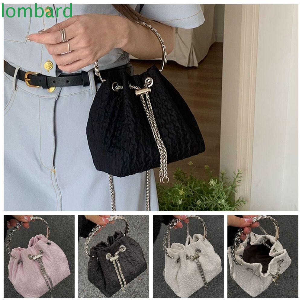 LOMBARD Túi Đeo Chéo Rút Dây Bằng Vải Oxford Màu Sắc Đơn Giản Tùy Chỉnh Kích Thước Tiện Dụng Mang