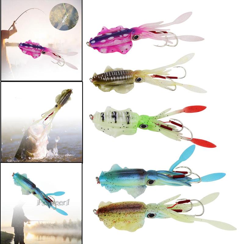 Mồi Câu Cá Hình Bạch Tuộc Mềm Mại Kèm Móc Câu Tiện Dụng