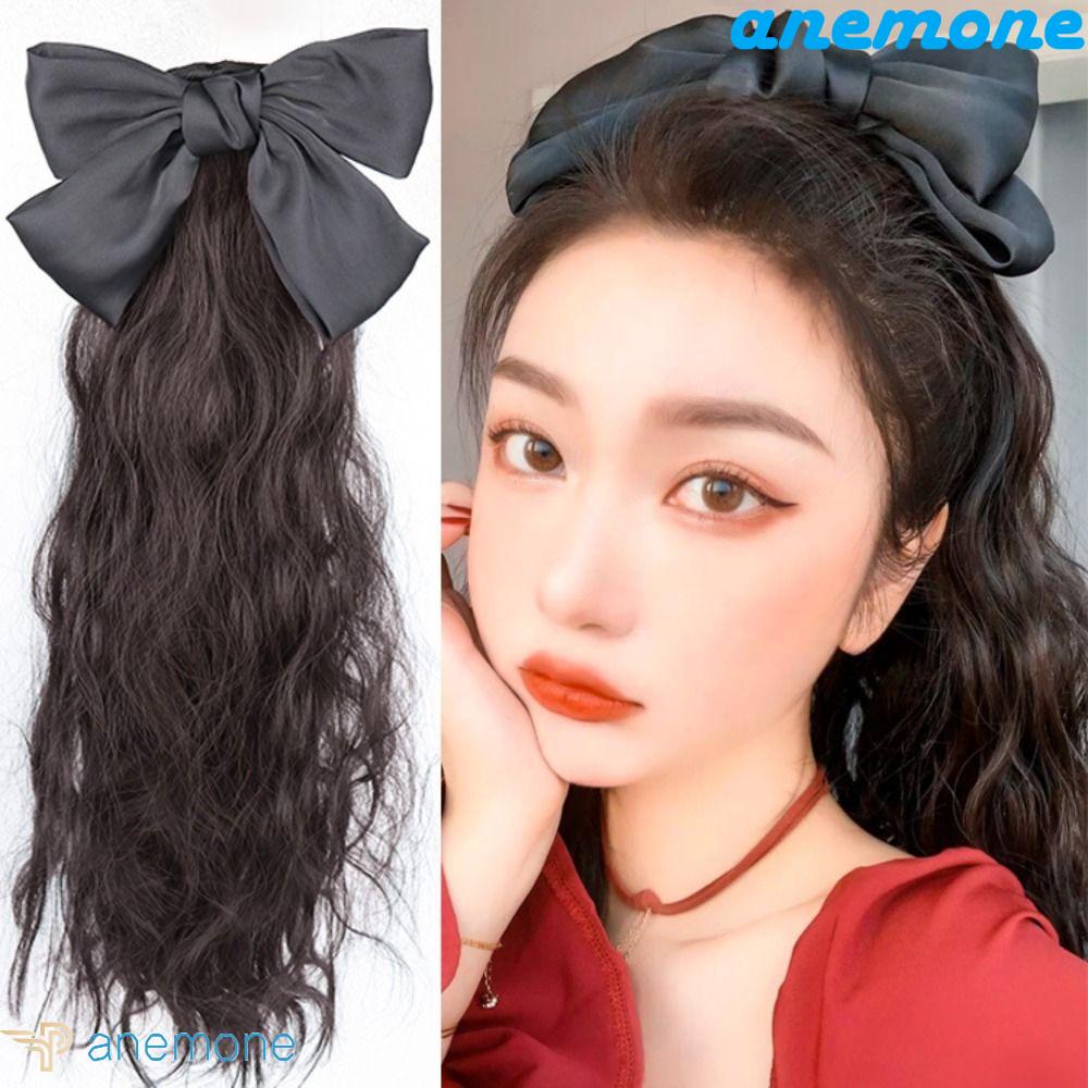 ANEMONE Tóc Giả Thắt Nơ Cách Nhiệt Tự Nhiên Ngọt Ngào Cho Nữ