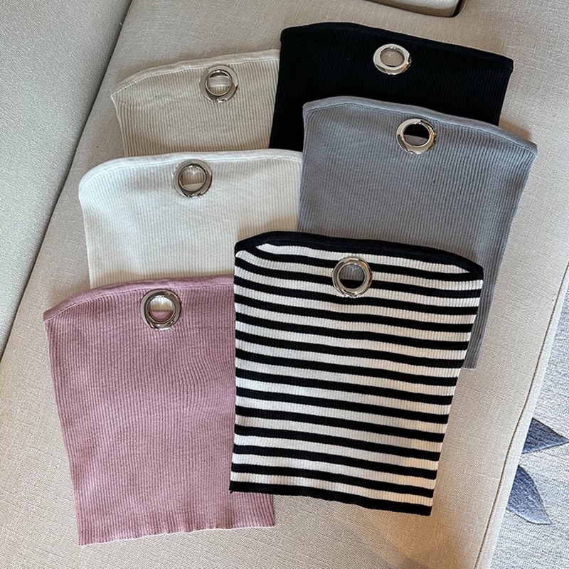 Áo Croptop Dệt Kim Dáng Ôm Thiết Kế Rách Kim Loại Thời Trang Quyến Rũ Cho Nữ