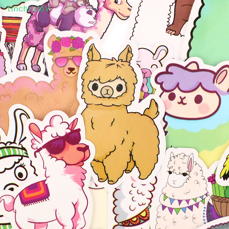 [TinchitdeV] Bộ 50 Miếng Dán Hình Lạc Đà Alpaca Hoạt Hình Đáng Yêu Cho Trẻ Em [Mới]