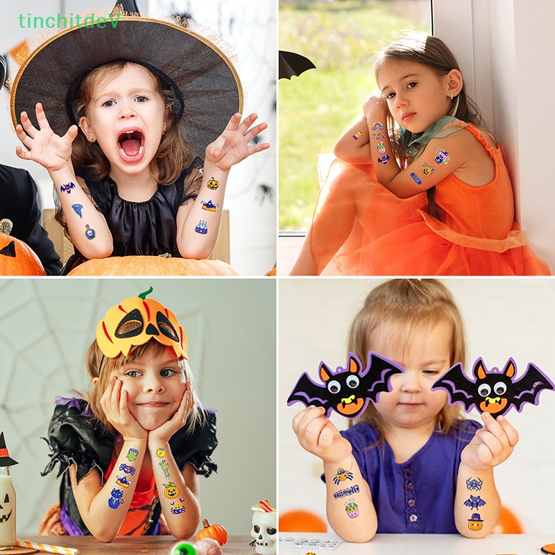 Set 10 Hình Xăm Dán Tạm Thời Họa Tiết Hoạt Hình Phong Cách Halloween Dành Cho Trẻ Em