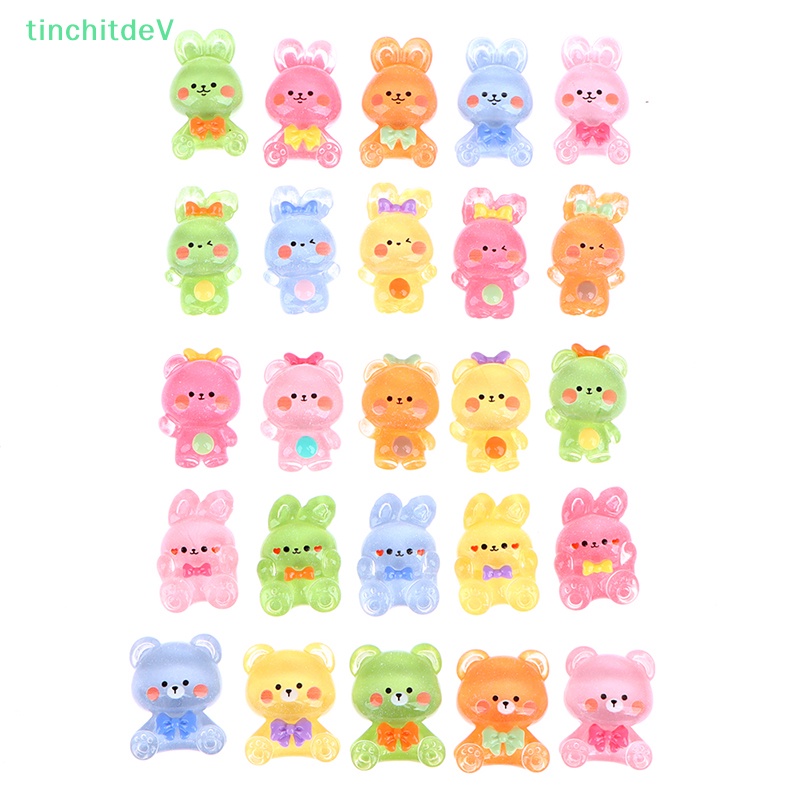 [TinchitdeV] Set 10 Thỏ Gấu Hoạt Hình Kawaii Bằng Nhựa Resin Thủ Công DIY Đa Ứng Dụng