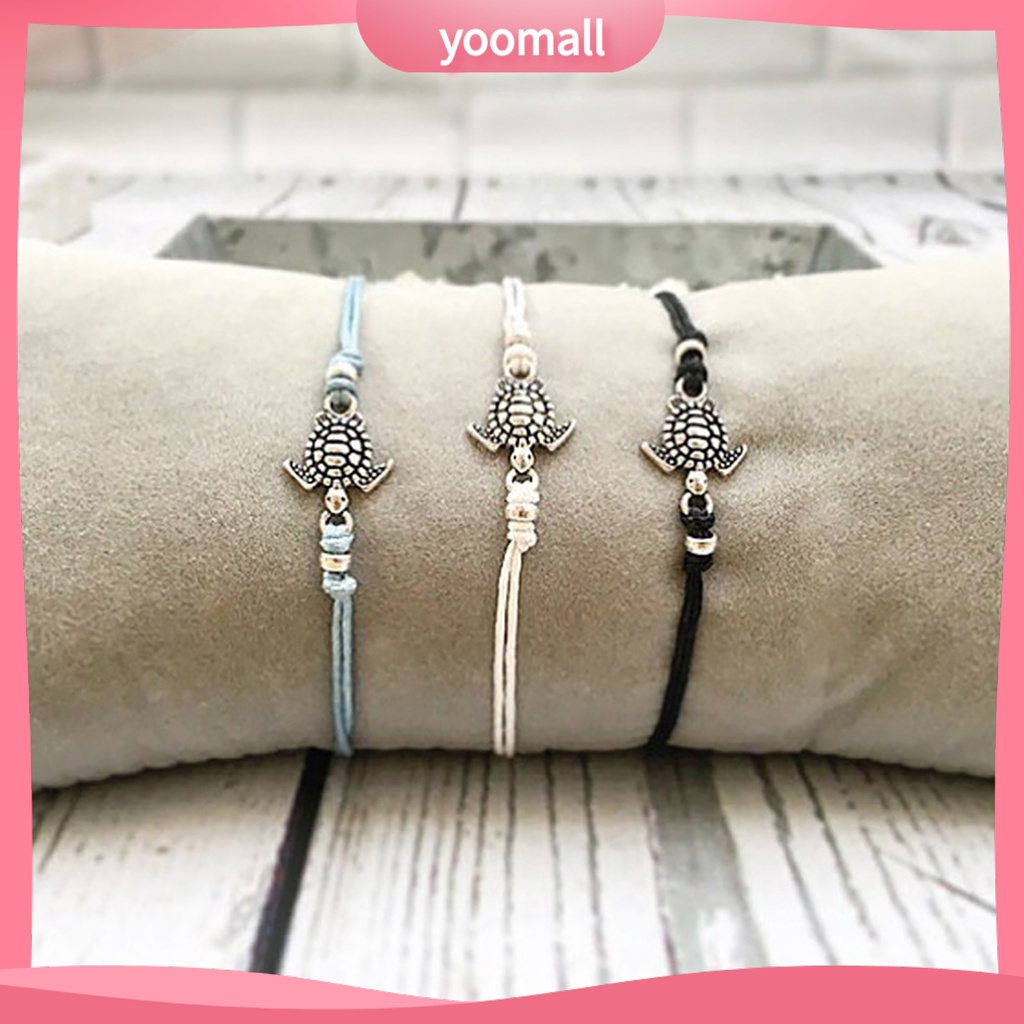 Set 3 Lắc Chân Mặt Hình Rùa Nhiều Màu Sắc Thời Trang Cho Nữ