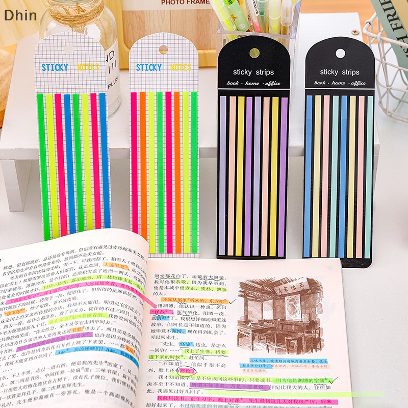 [Dhin] 160Pcs/Set Color Fluorescence Stickers Transparent Fluorescent Index Tabs Flags Sticky Note Stationery Children Gifts School Office Supplies COD