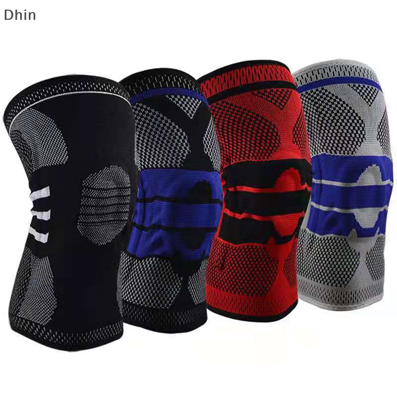 [Dhin] 1 PCS Silicone Padded Knee Pads Supports Brace Basketball Fitness Meniscus Patella Protection Kneepads Sports Safety Knee Sleeve COD