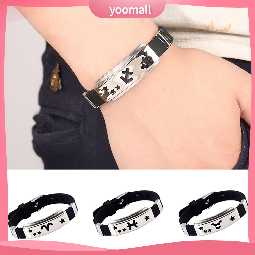 Vòng Tay Silicone Khóa Kim Loại Không Gỉ Cho Nam