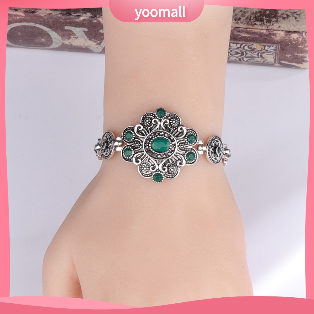 Vòng Tay Đính Đá Quý Nhân Tạo Hình Hoa Phong Cách Vintage Dành Cho Nữ